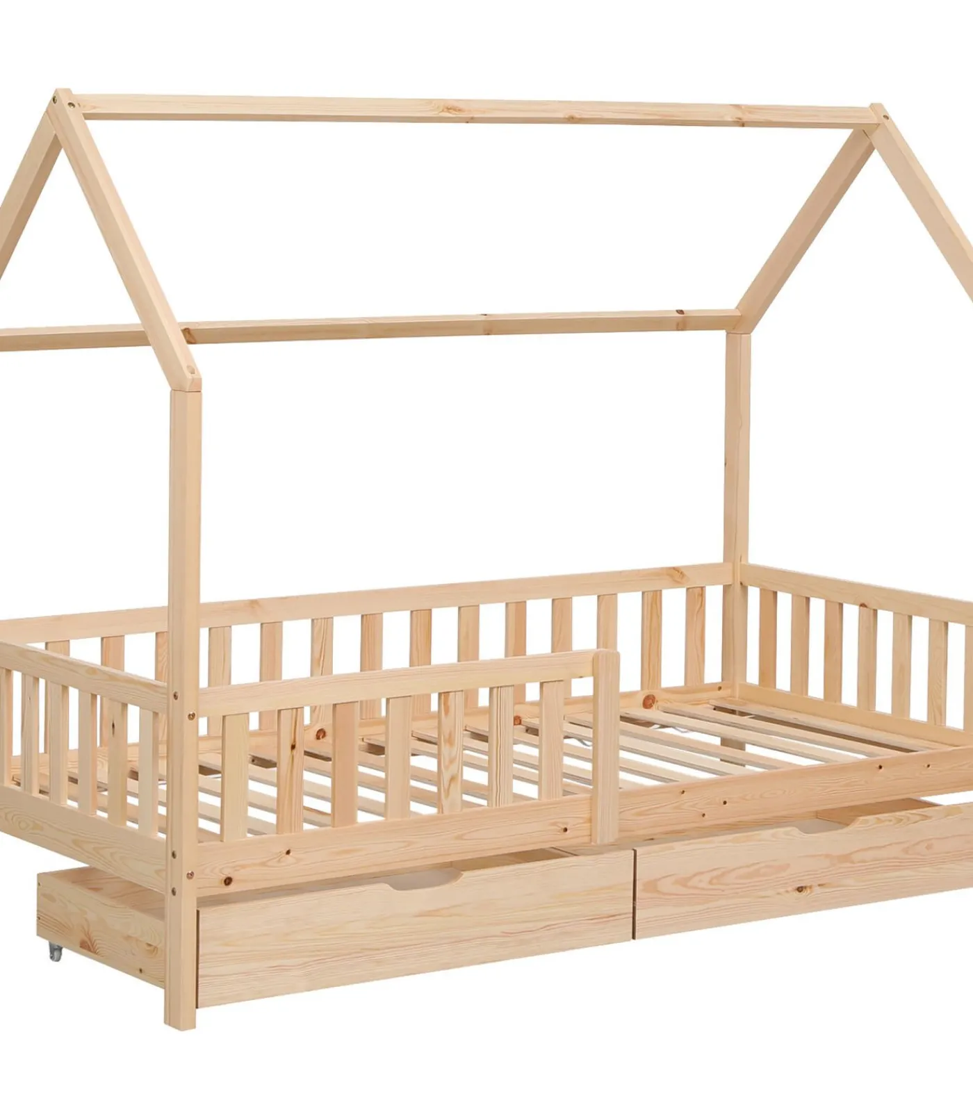 Kinderen HAPPY GARDEN Lit cabane pour enfant 190x90cm en bois avec tiroirs MARCEAU