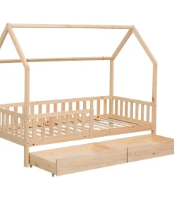 Kinderen HAPPY GARDEN Lit cabane pour enfant 190x90cm en bois avec tiroirs MARCEAU