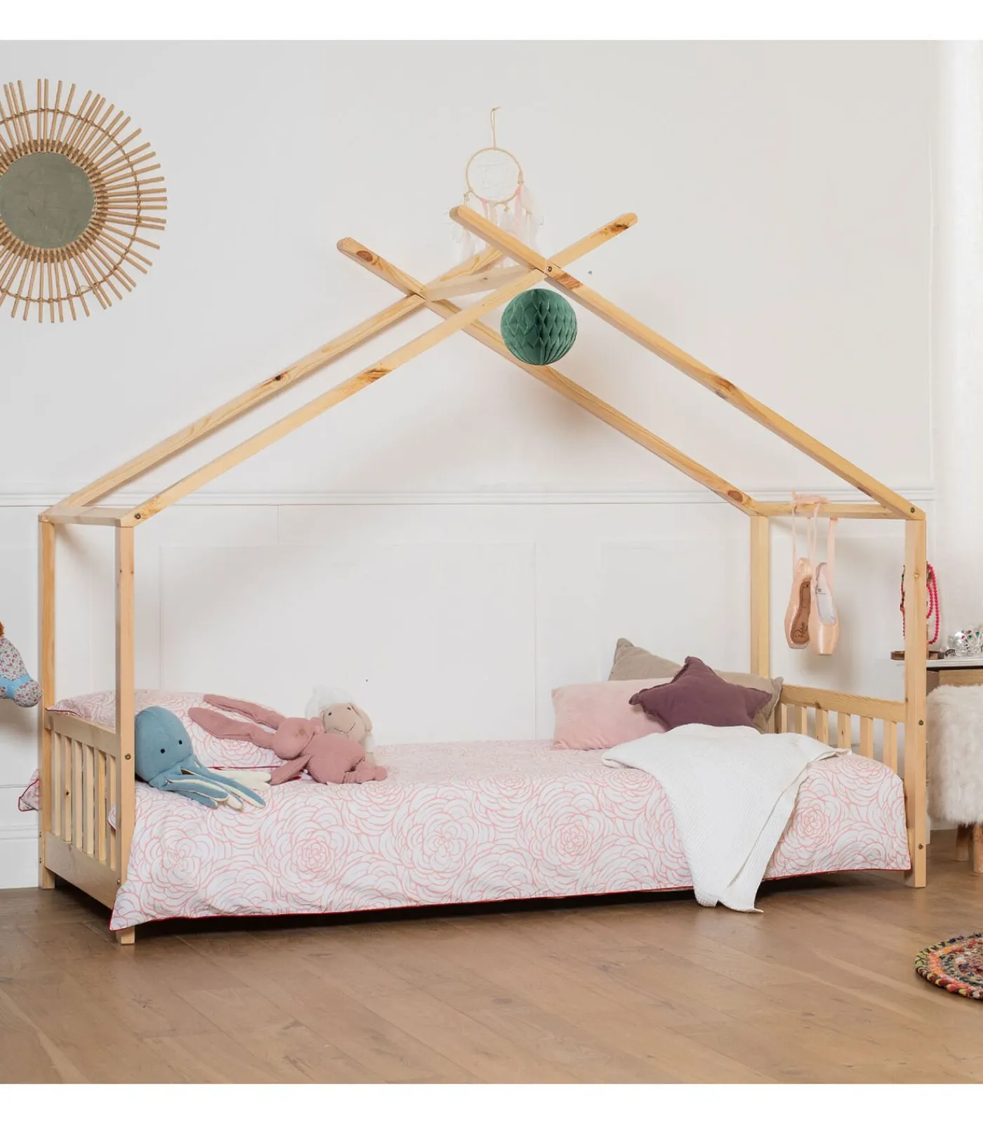 Kinderen HAPPY GARDEN Lit cabane pour enfant 190x90cm en bois GASPARD