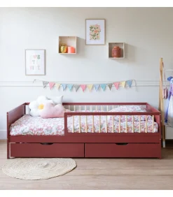Kinderen HAPPY GARDEN Lit pour enfant 190x90cm terracotta avec tiroirs ADAM