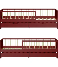 Kinderen HAPPY GARDEN Lit pour enfant 190x90cm terracotta avec tiroirs ADAM