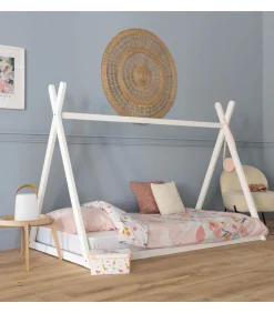 Clearance Lit tipi pour enfant 190x90cm blanc VALENTIN Kinderen Kinderen Home