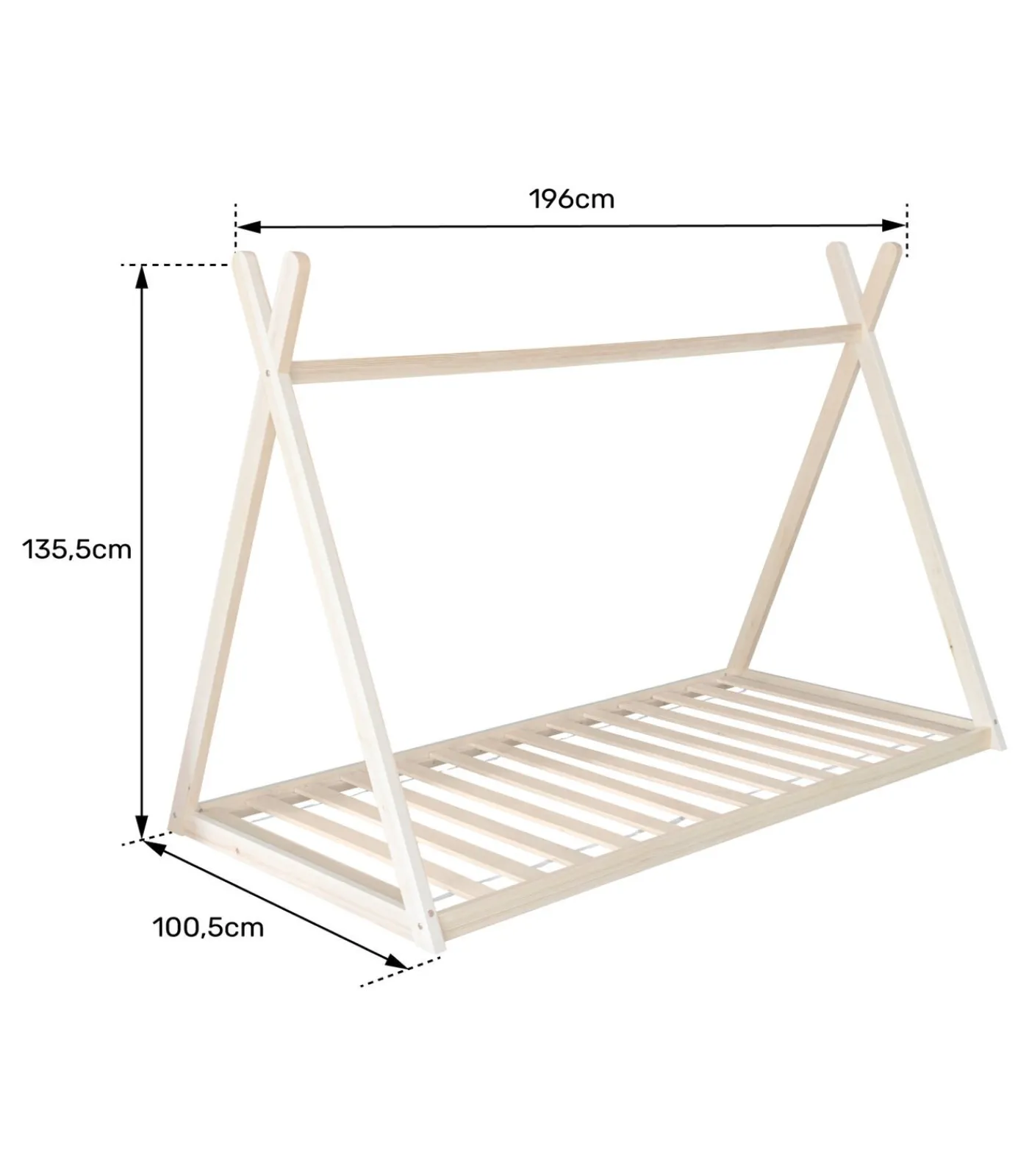 Discount Lit tipi pour enfant 190x90cm en bois VALENTIN Kinderen Kinderen Home