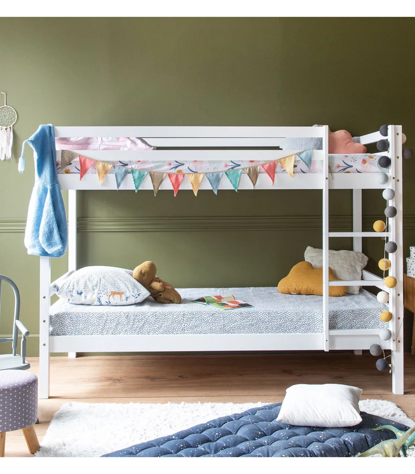 Kinderen HAPPY GARDEN Lits superposés pour enfants 190x90cm blanc AMBRE