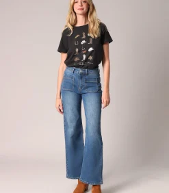 DAMES Deeluxe LIZETTE - Uitlopende jeans met grote opgestikte zakken aan de voorkant