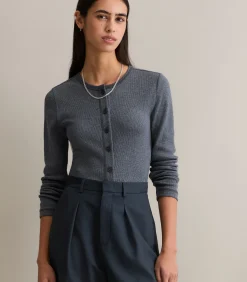 Best Longsleeve met knoopsluiting slim DAMES T-Shirts & Tops