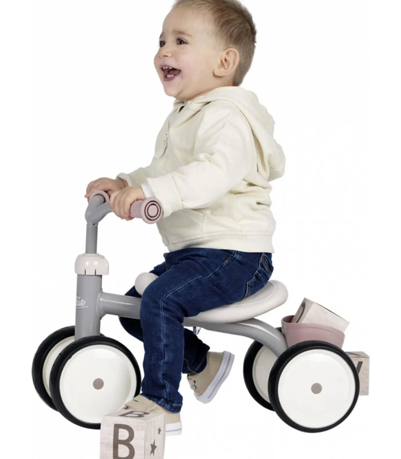 Kinderen Smoby Loopfiets Rookie roze - loopfiets voor peuters en kleuters roze/grijs