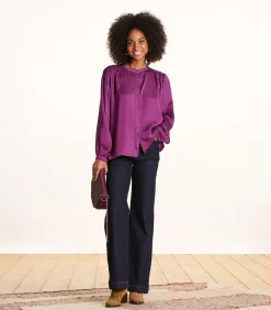DAMES La Fée Maraboutée Losse paarse satijnen blouse