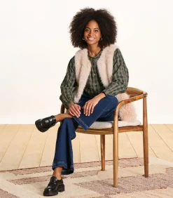 DAMES La Fée Maraboutée Losvallend kaki geruit overhemd