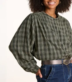 DAMES La Fée Maraboutée Losvallend kaki geruit overhemd