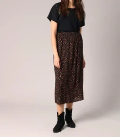 DAMES Deeluxe LOUNA - Midi-rok met stippenprint en elastische taille