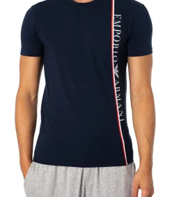 Heren Emporio Armani Lounge Organisch T-Shirt Met Logo Aan De Zijkant
