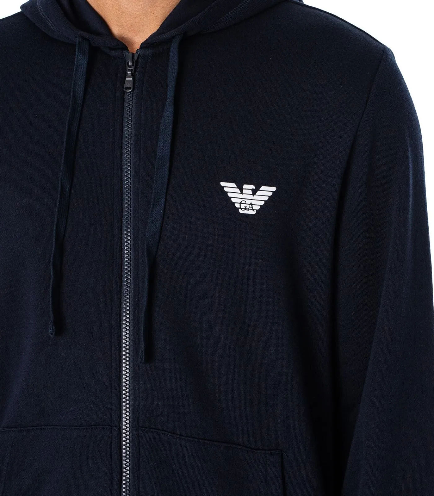 Heren Emporio Armani Lounge-Hoodie Met Rits En Logo Op De Borst