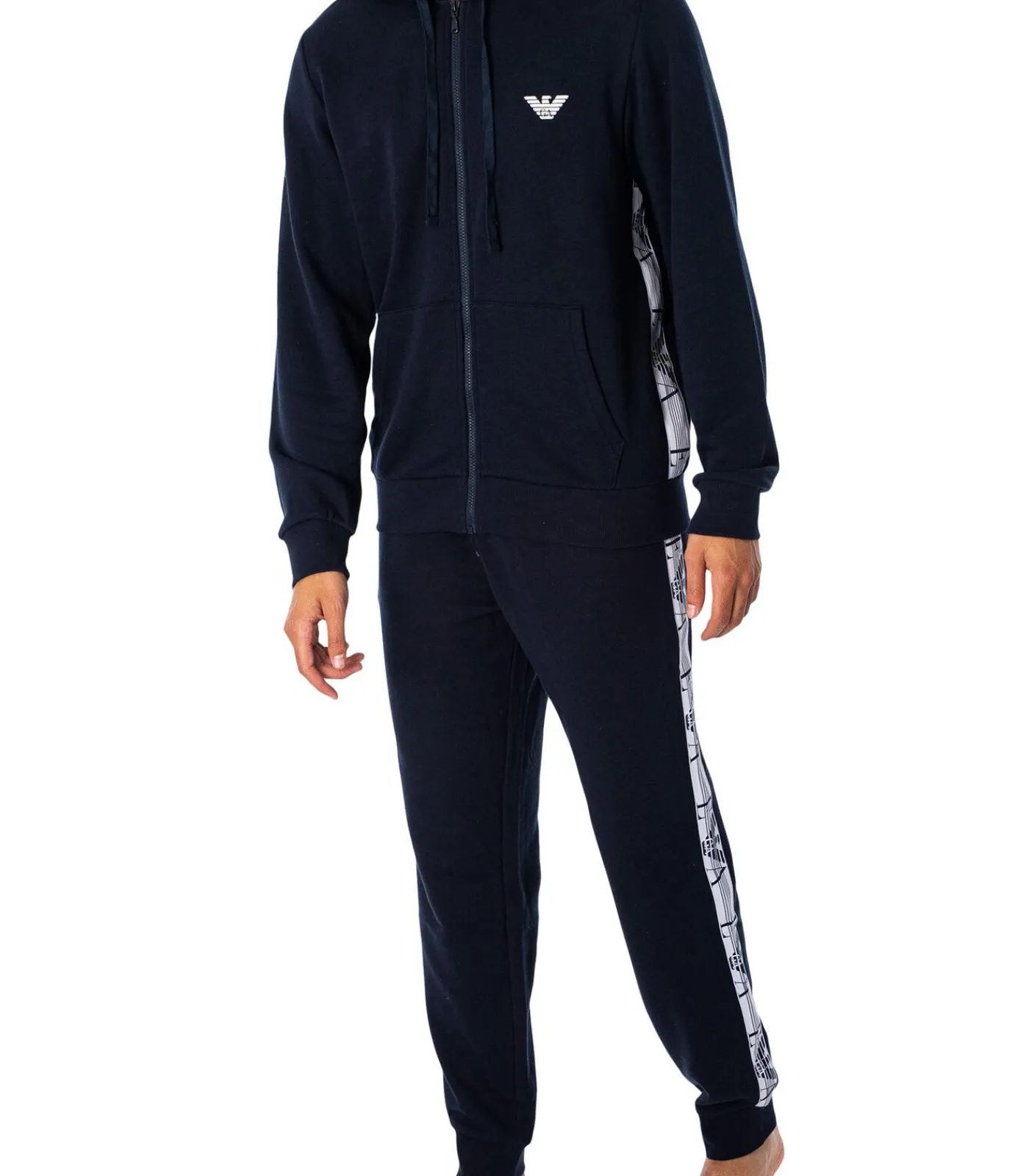 Heren Emporio Armani Lounge-Hoodie Met Rits En Logo Op De Borst