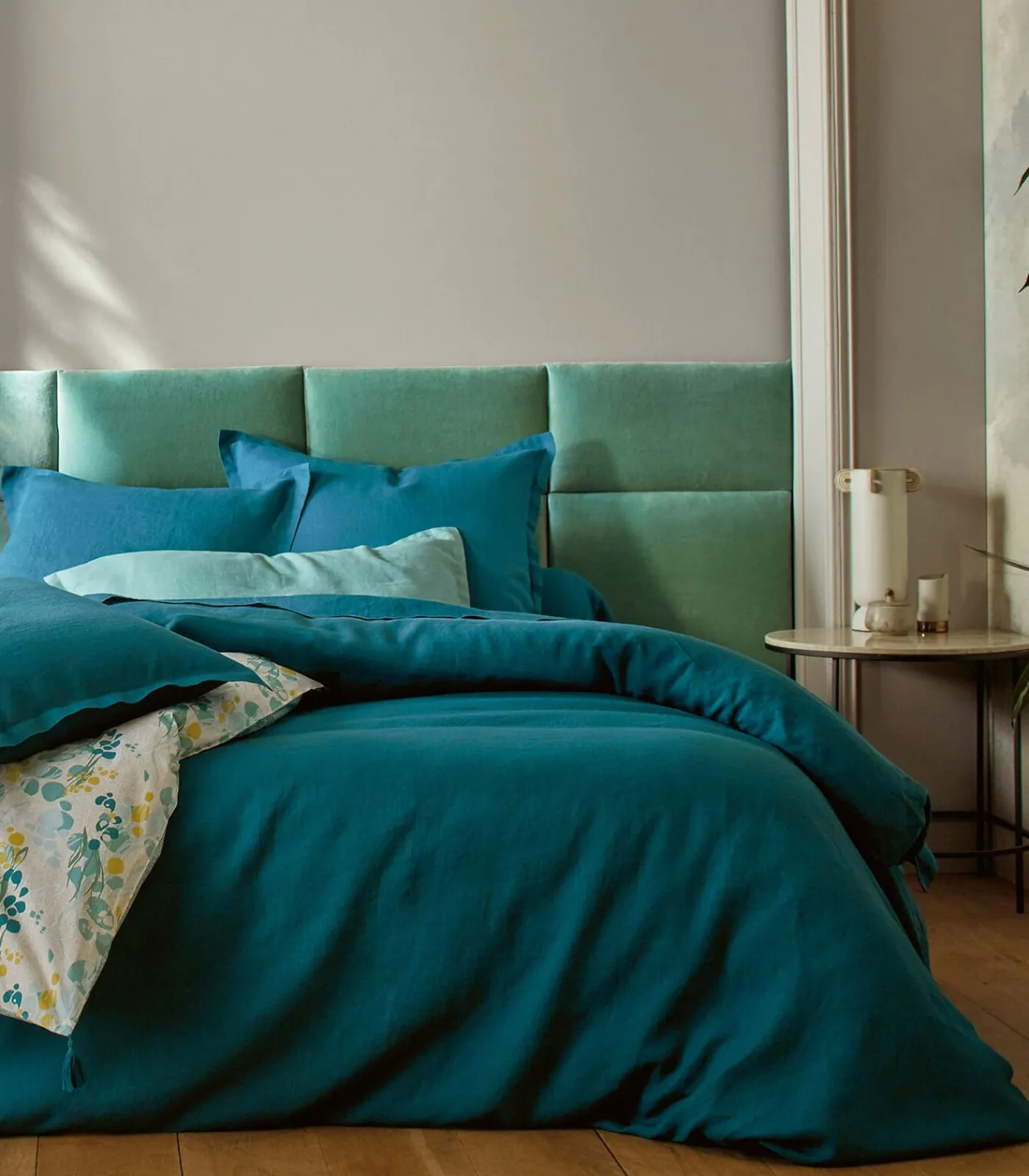 Blanc des Vosges LOUXOR Bleu paon - Laken linnen Stonewashed