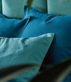 Blanc des Vosges LOUXOR Bleu paon - Laken linnen Stonewashed