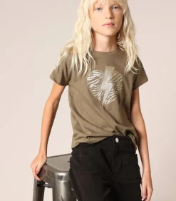 Hot LOVERS - T-shirt van 100% katoen, met zebrahartmotief en glitterbliksemschicht Kinderen Tops