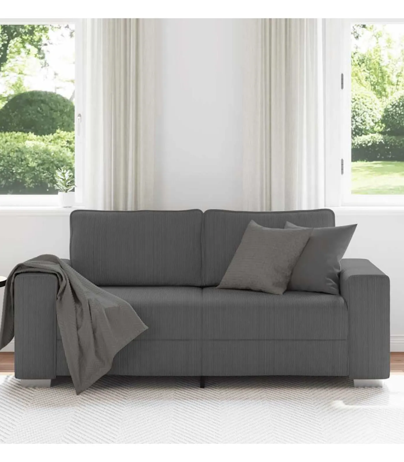 vidaXL Loveseat bank 140 cm corduroy stof donkergrijs