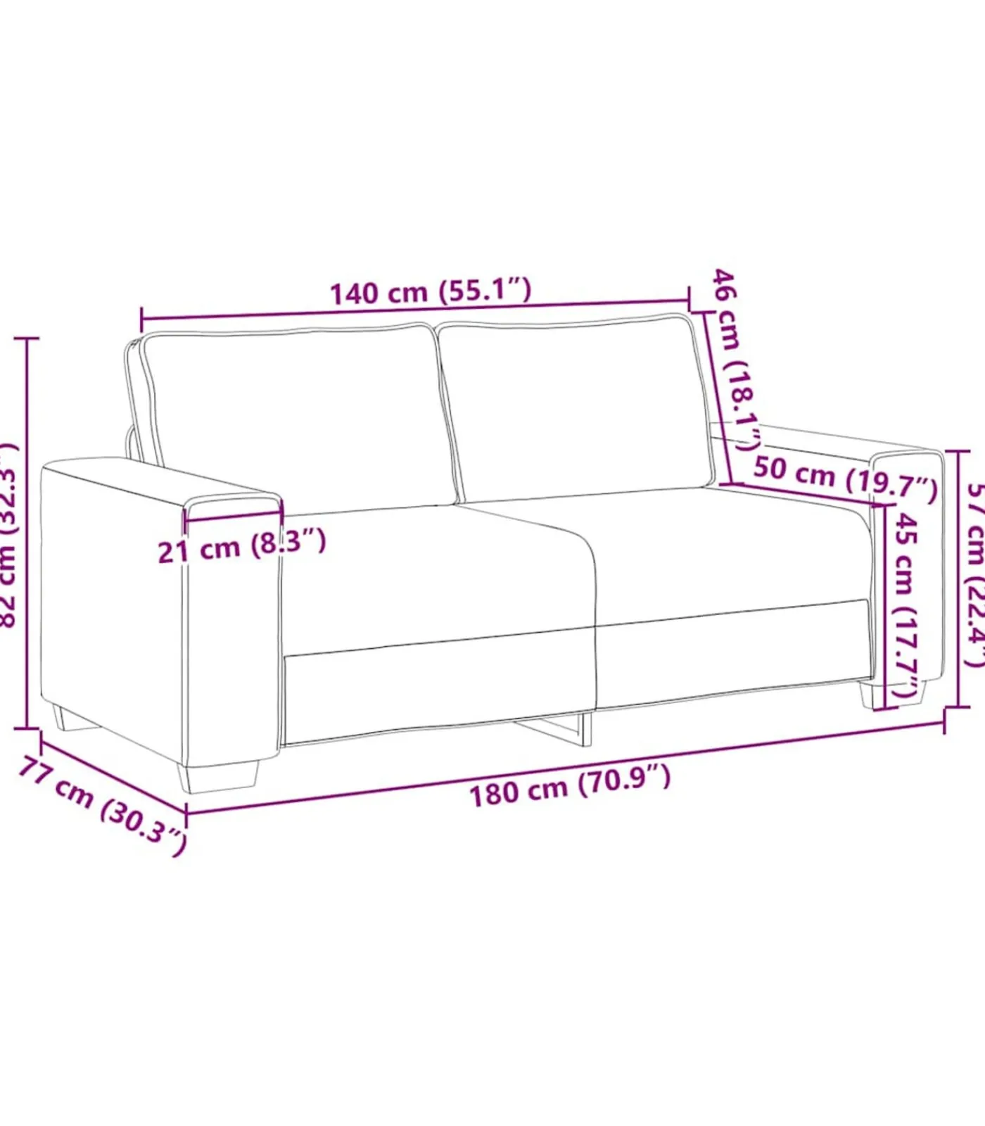 vidaXL Loveseat bank 140 cm corduroy stof donkergrijs