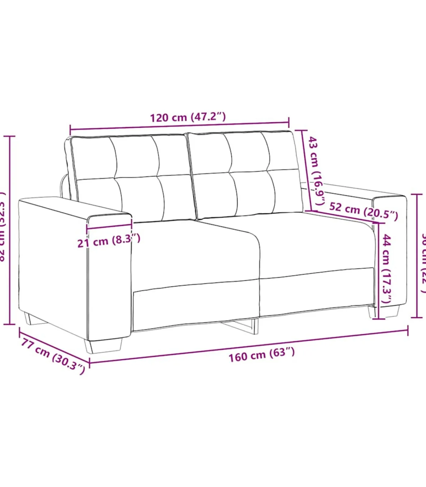 vidaXL Loveseat bank 120 cm fluweel zwart
