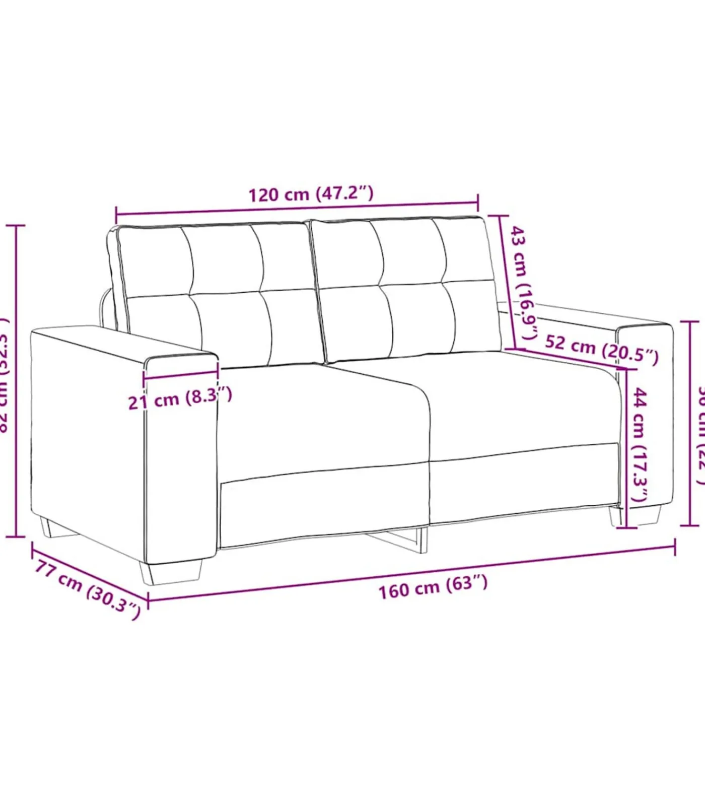 Loveseat bank 120 cm fluweel lichtgrijs Zetels