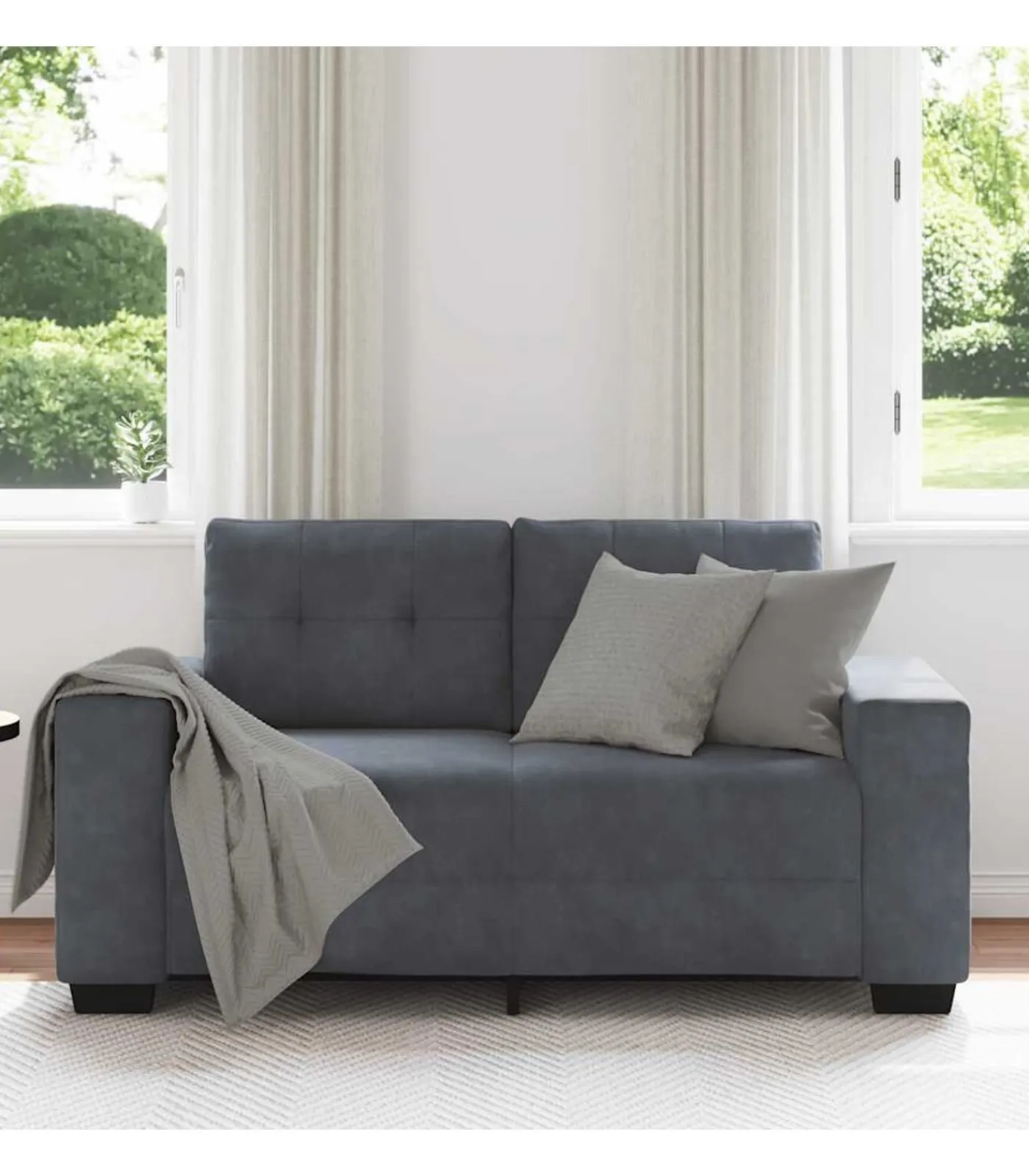 Best Loveseat bank 120 cm fluweel donkergrijs Zetels