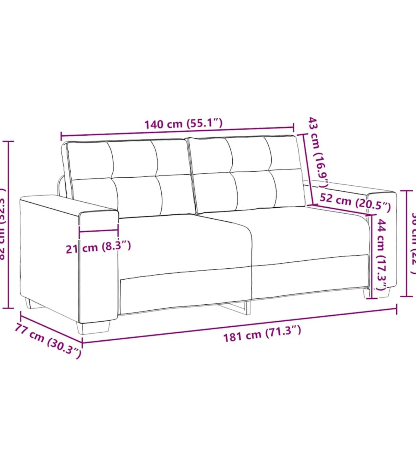 Outlet Loveseat bank 140 cm fluweel lichtgrijs Zetels