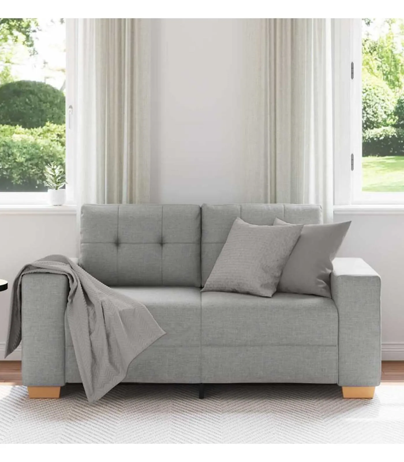 vidaXL Loveseat met kussen Wolkgrijs Stof