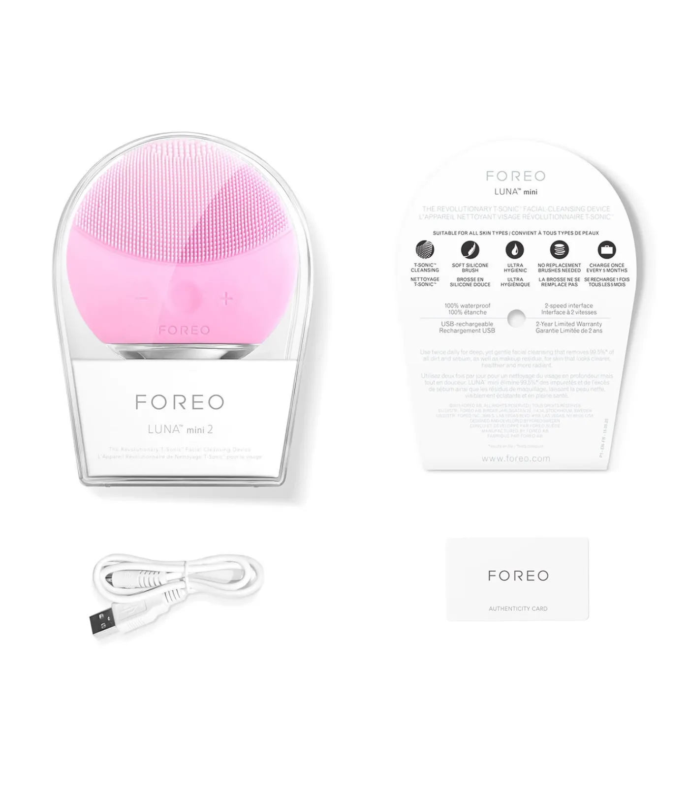 FOREO LUNA Mini 2 Pearl Pink sonische gezichtsreinigingsborstel voor elk huidtype