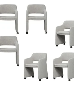 Outlet Lyric Eetkamerstoelen - Bouclé - Greige - Set van 6 Stoelen
