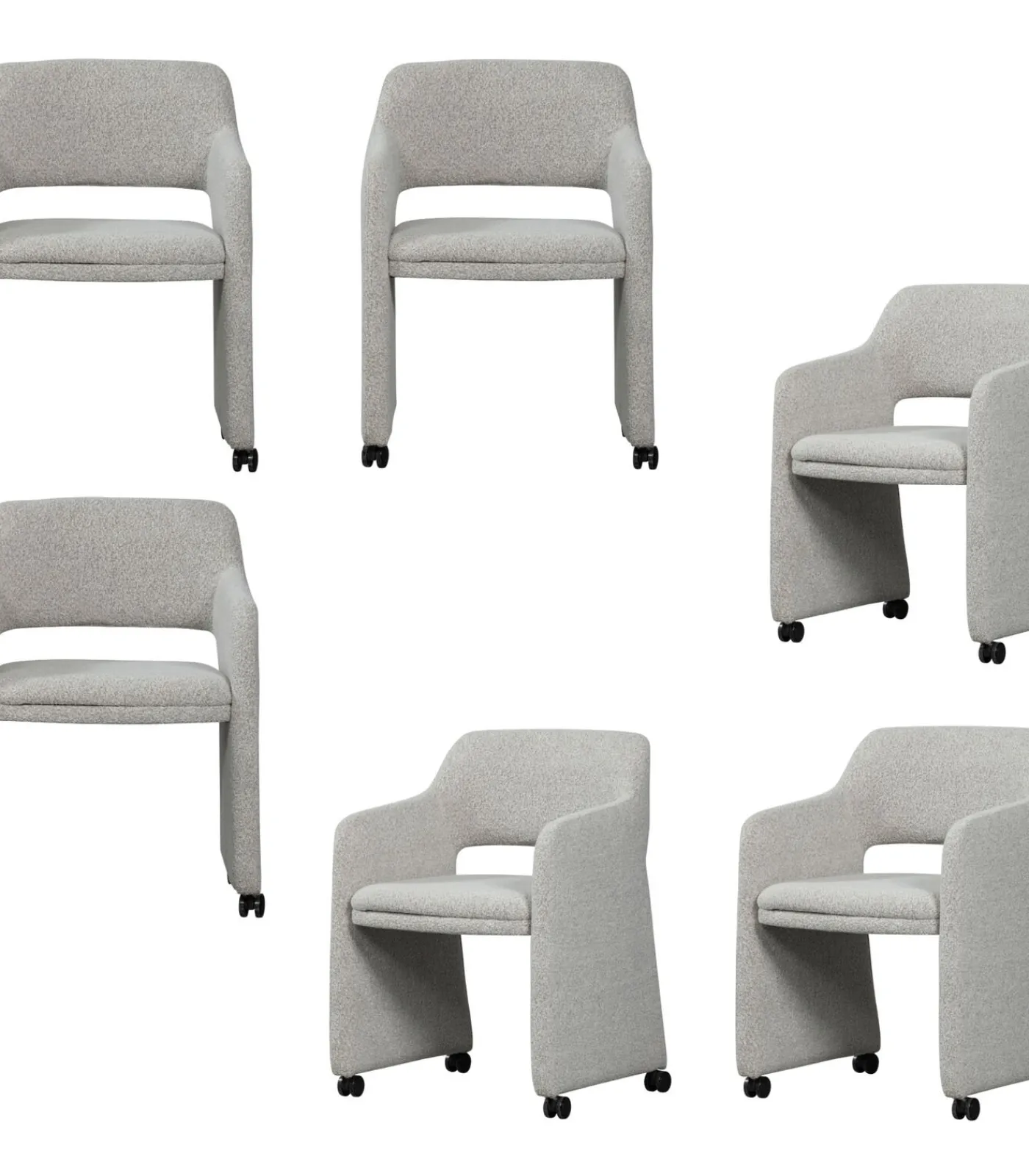 Outlet Lyric Eetkamerstoelen - Bouclé - Greige - Set van 6 Stoelen