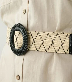 LYSADE - Tweekleurige geometrisch gevlochten riem met decoratieve gesp DAMES Riemen