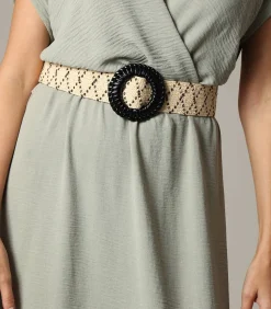 Hot LYSADE - Tweekleurige gevlochten riem met geometrische patronen en decoratieve gesp DAMES Riemen