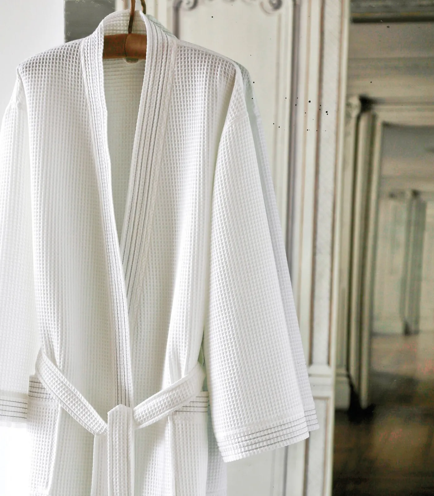 Online MANOIR Blanc - Badjas unisex katoen DAMES Badjassen