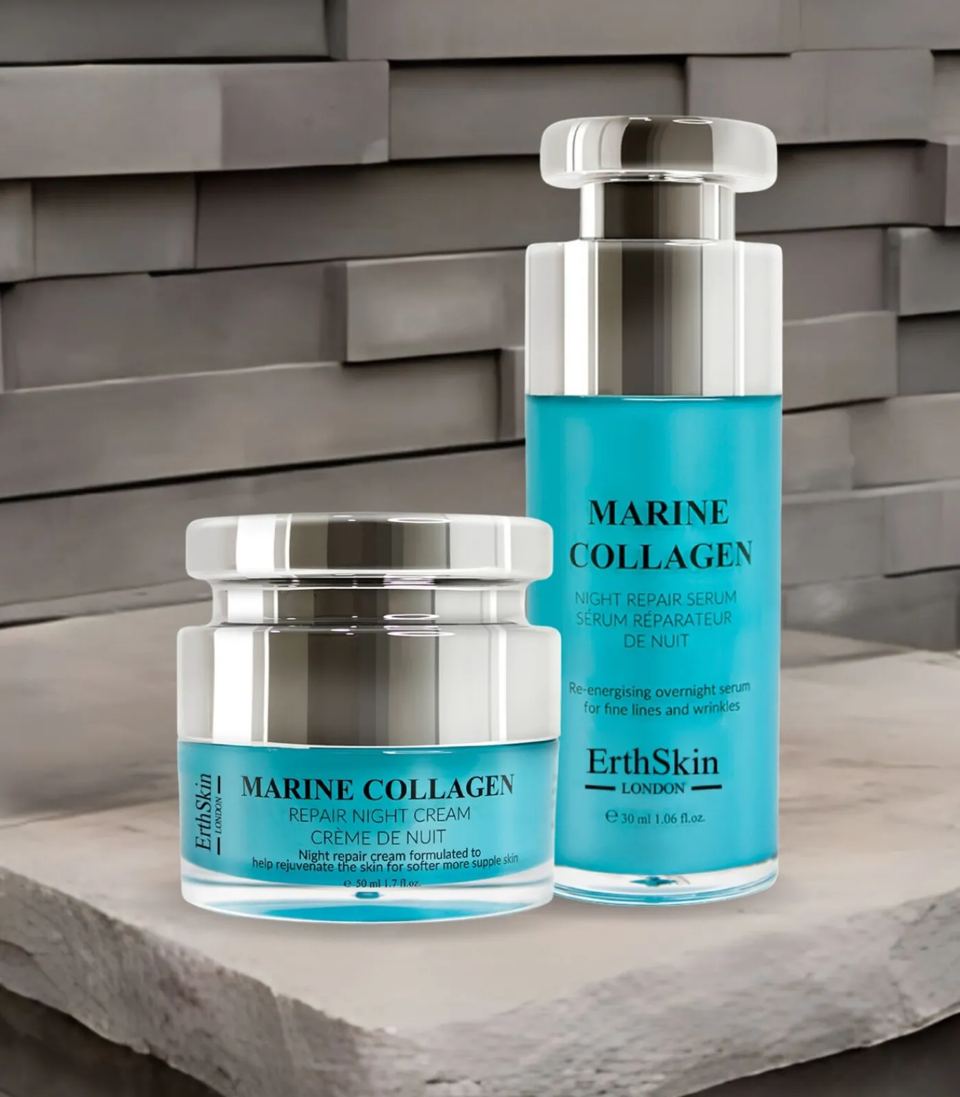 Erth Skin London Marine Collagen Nachtcrème + Marine Collagen Nachtreparatieserum