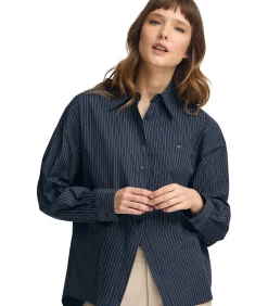 DAMES Polo Club Marineblauw hemd met relaxed fit en klassieke kraag