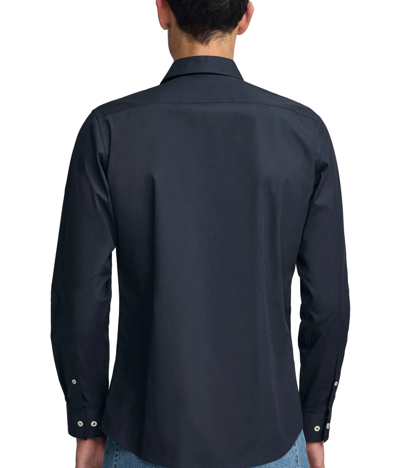 Online Marineblauw hemd met slim fit, Italiaanse kraag en -logo Heren Hemden