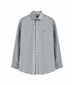 New Marineblauw hemd met slim fit, vichy-ruitjes en Rigby Go-logo Heren Hemden