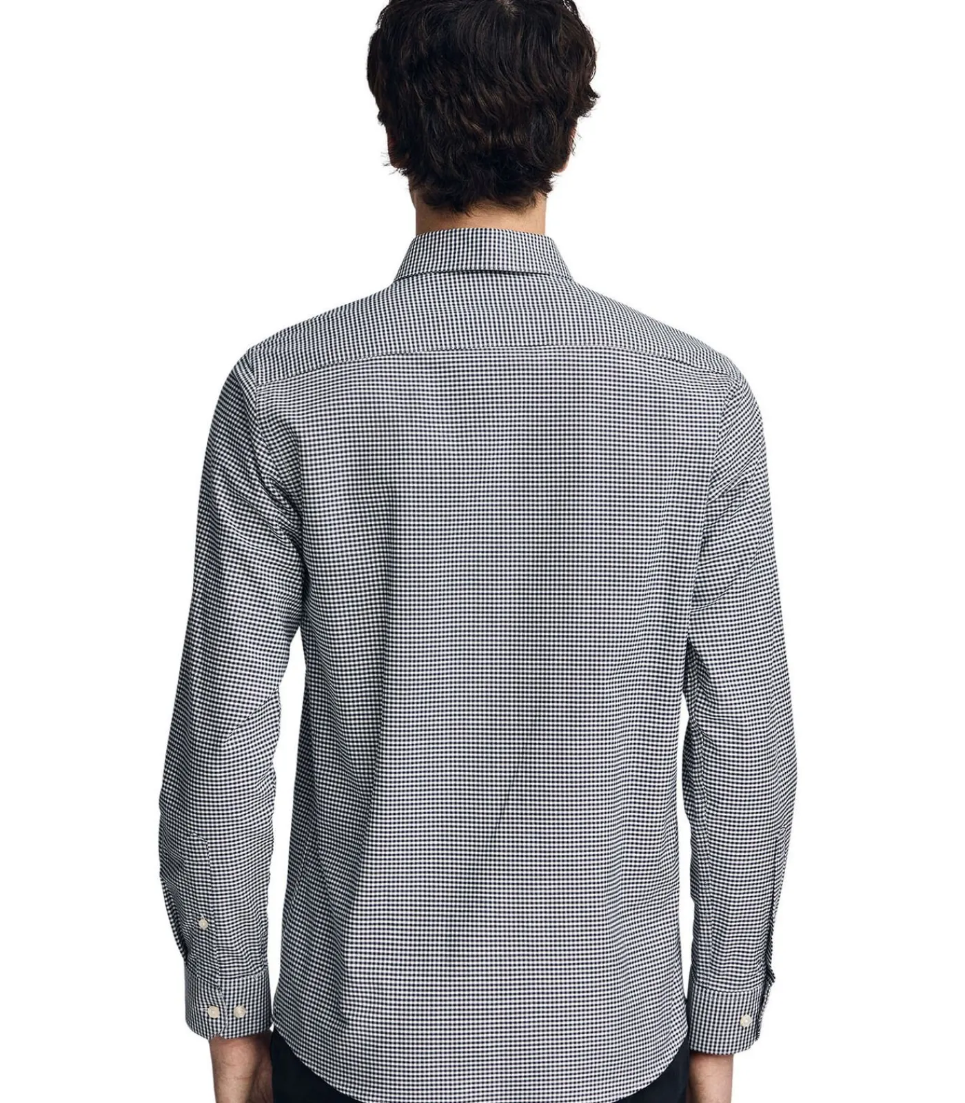 New Marineblauw hemd met slim fit, vichy-ruitjes en Rigby Go-logo Heren Hemden