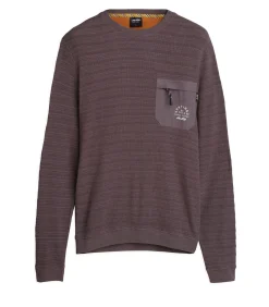 Heren J&JOY Marineblauw heren T-shirt met lange mouwen en borstzakje