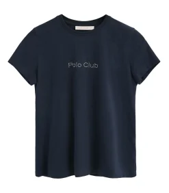 DAMES Polo Club Marineblauw T-shirt met korte mouwen en glinsterend -detail