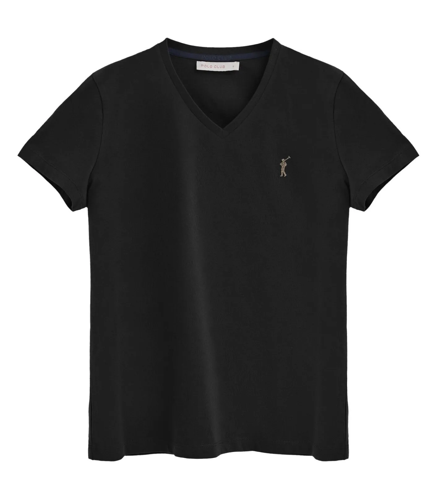 Online Marineblauw T-shirt met V-hals en Rigby Go Gold-logo DAMES T-Shirts & Tops