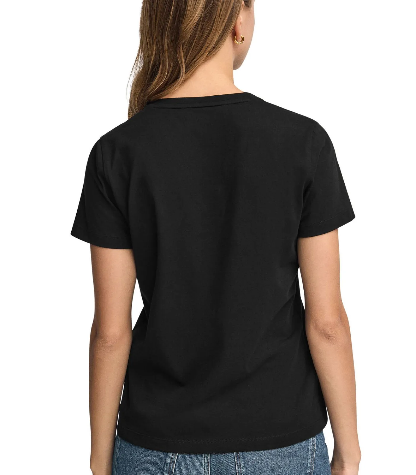 Online Marineblauw T-shirt met V-hals en Rigby Go Gold-logo DAMES T-Shirts & Tops