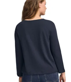 Clearance Marineblauw T-shirt Ulan met nautisch -logo DAMES T-Shirts & Tops