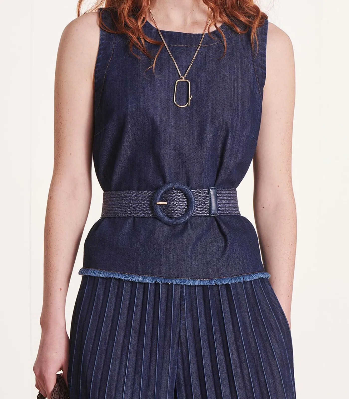 Clearance Marineblauwe elastische riem van textiel DAMES Riemen