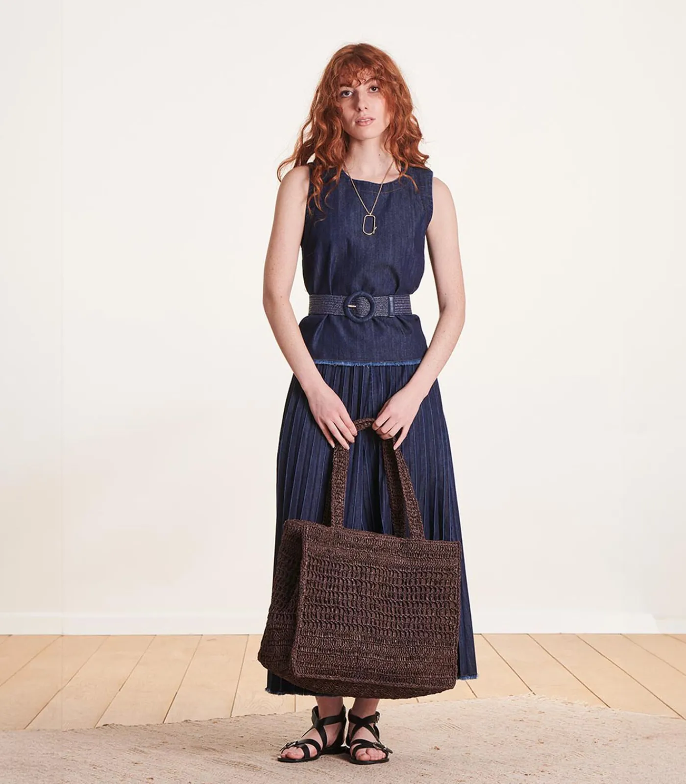 Clearance Marineblauwe elastische riem van textiel DAMES Riemen