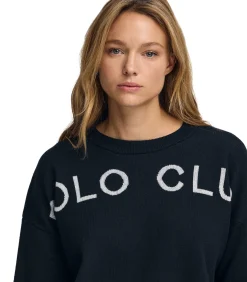 DAMES Polo Club Marineblauwe gebreide trui met -logo in contrasterende kleur