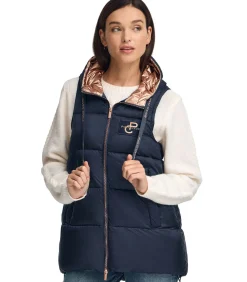Marineblauwe gewatteerde bodywarmer met -logo DAMES Sportkledij