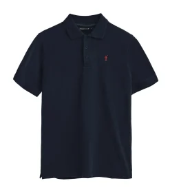 Heren Polo Club Marineblauwe polo van piqué-katoen met geborduurd Rigby Go-logo
