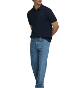 Heren Polo Club Marineblauwe polo van piqué-katoen met geborduurd Rigby Go-logo